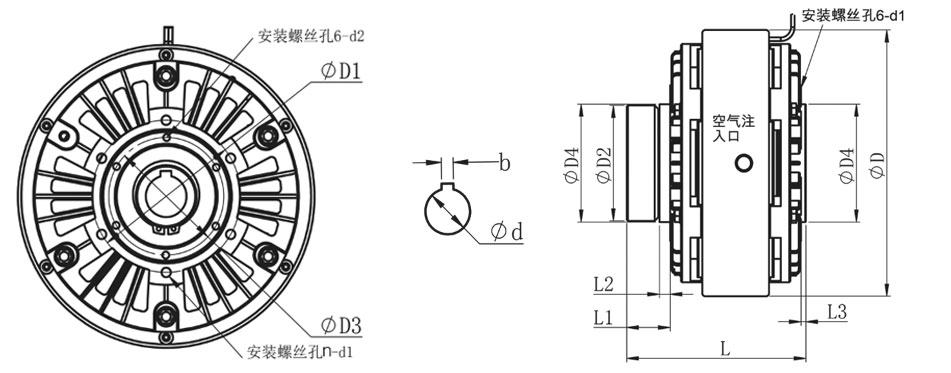 FLKT型磁粉離合器外形圖